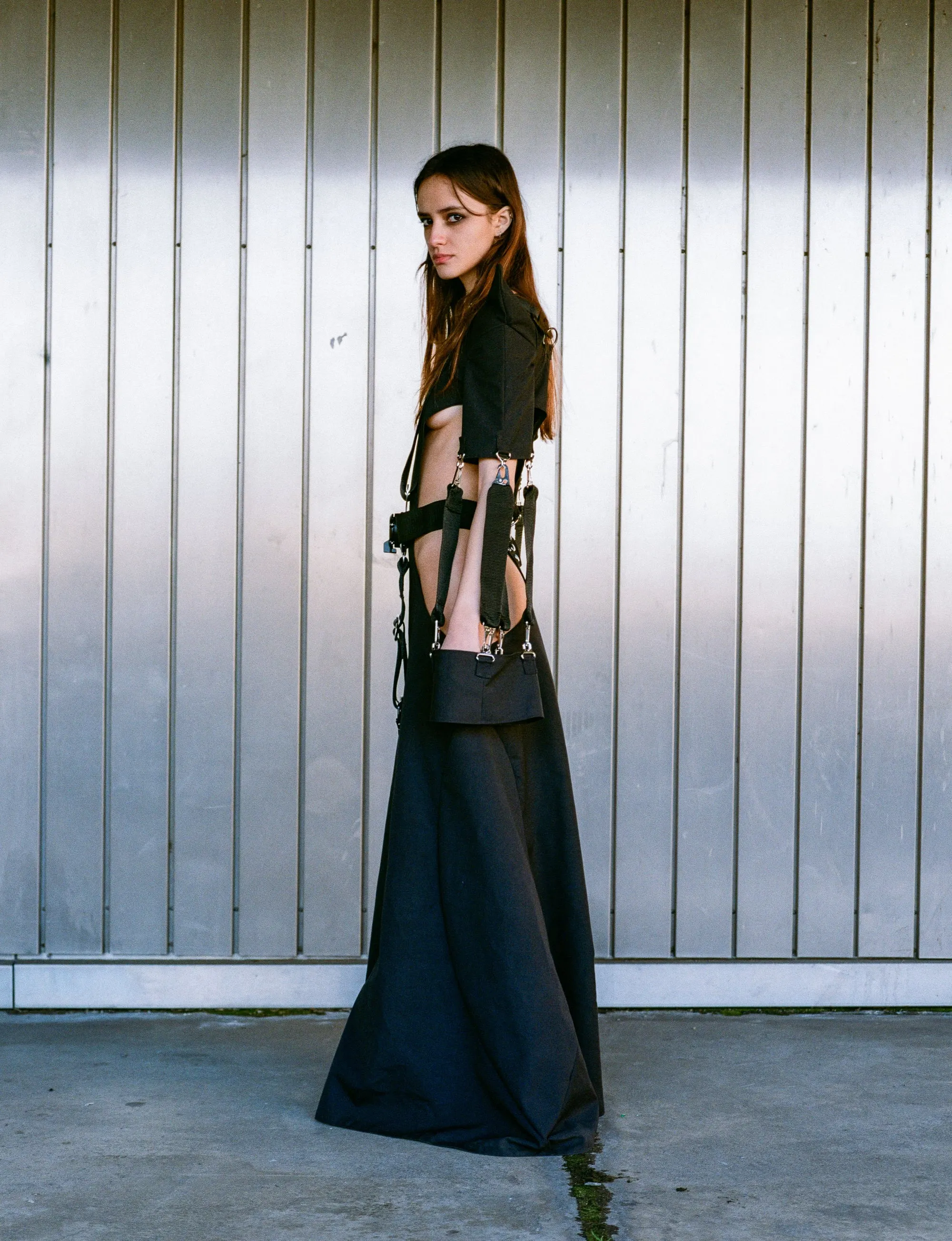 Racing 6-Point Belt Dress — front view with sculpted shoulders