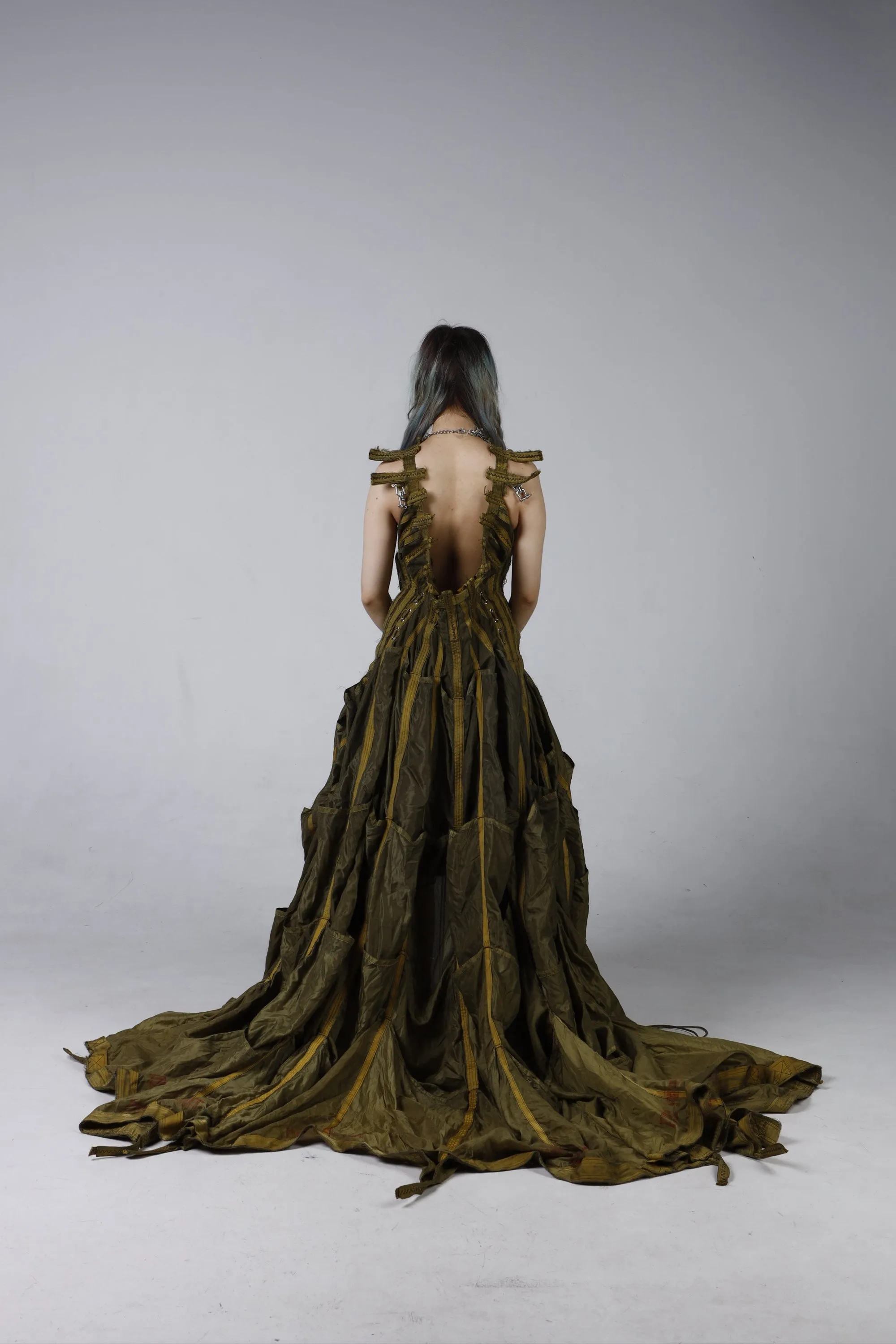 Parachute Dress — back view with corset lacing
